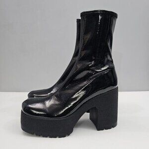 NEW Jeffrey Campbell Refresh Ankle Boot Women 9 Black Glossy Patent Y2K Platform